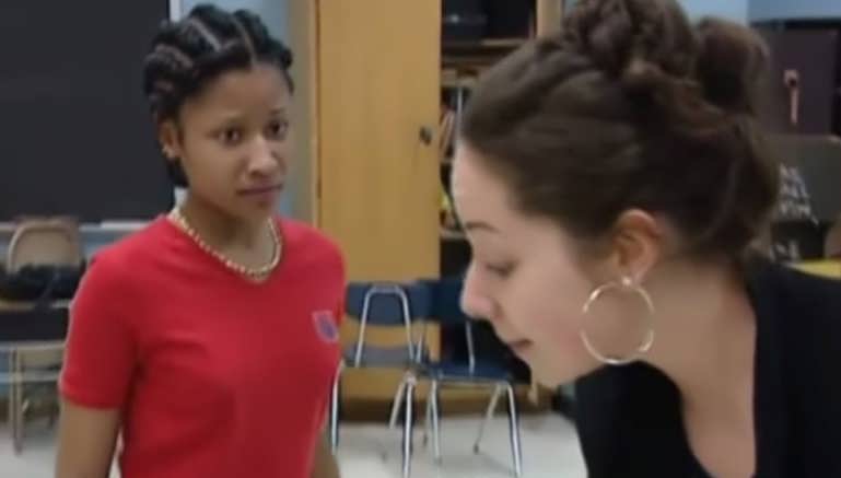 Screenshot of Nicki Minaj acting in a high school performance