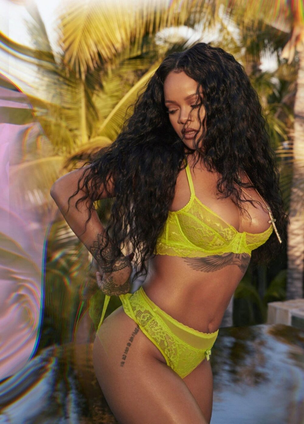 Rihanna Flaunts Her Curves In Yellow Lace Lingerie Verge Campus