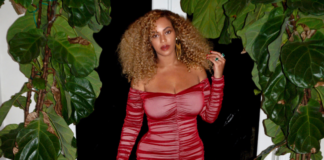 Beyoncé in Ruched Dress